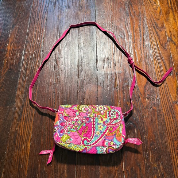Vera Bradley Wallet Crossbody Pink Swirl Paisley Floral Turn Lock - Picture 4 of 10